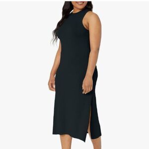 High Neck Side-Slit Maxi Sweater Dress Large NWT, Chic Minimalist